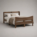 Doppelbett-Bettgestell aus massivem Kiefernholz mit Lattenrost, Walnussbraun, 140 × 200 cm