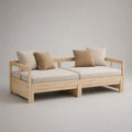 2-teiliges Tagesbett aus Massivkiefer mit Polsterauflagen, Natur/Beige/Creme, 210 x 88 x 75 cm, Liegefläche 200 x 80 cm