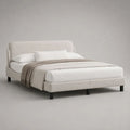 Polsterbett Doppelbett mit Polyesterbezug und Lattenrost, Creme/Schwarz, 220 x 190 x 105 cm, Liegefläche 180 x 200 cm