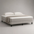 Boxspringbett-Set 180 × 200 cm ohne Kopfteil mit Taschenfederkernmatratze, 5 cm Topper und Stoffbezug in Hellgrau