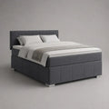 Boxspringbett 180 x 200 cm mit Taschenfederkernmatratze, Topper und Stoffbezug, Dunkelgrau