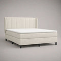 Boxspringbett mit Topper, Matratze und gepolstertem Kopfteil, Liegefläche 160 × 200 cm, Polyesterbezug Beige