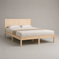 Doppelbett aus massivem Kiefernholz, Naturfarben, 160 × 200 cm, mit Kopfteil und Lattenrost
